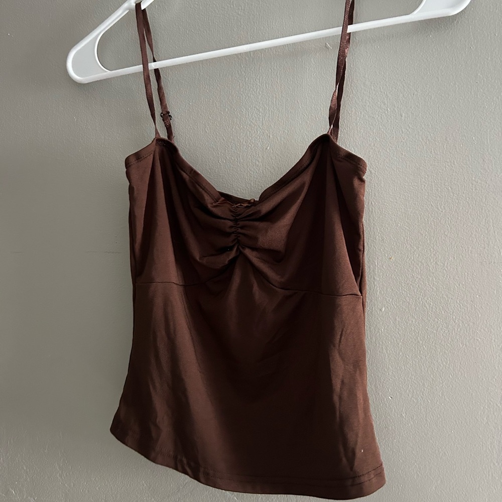 Brown Ruched Cami Tank Top - Women
